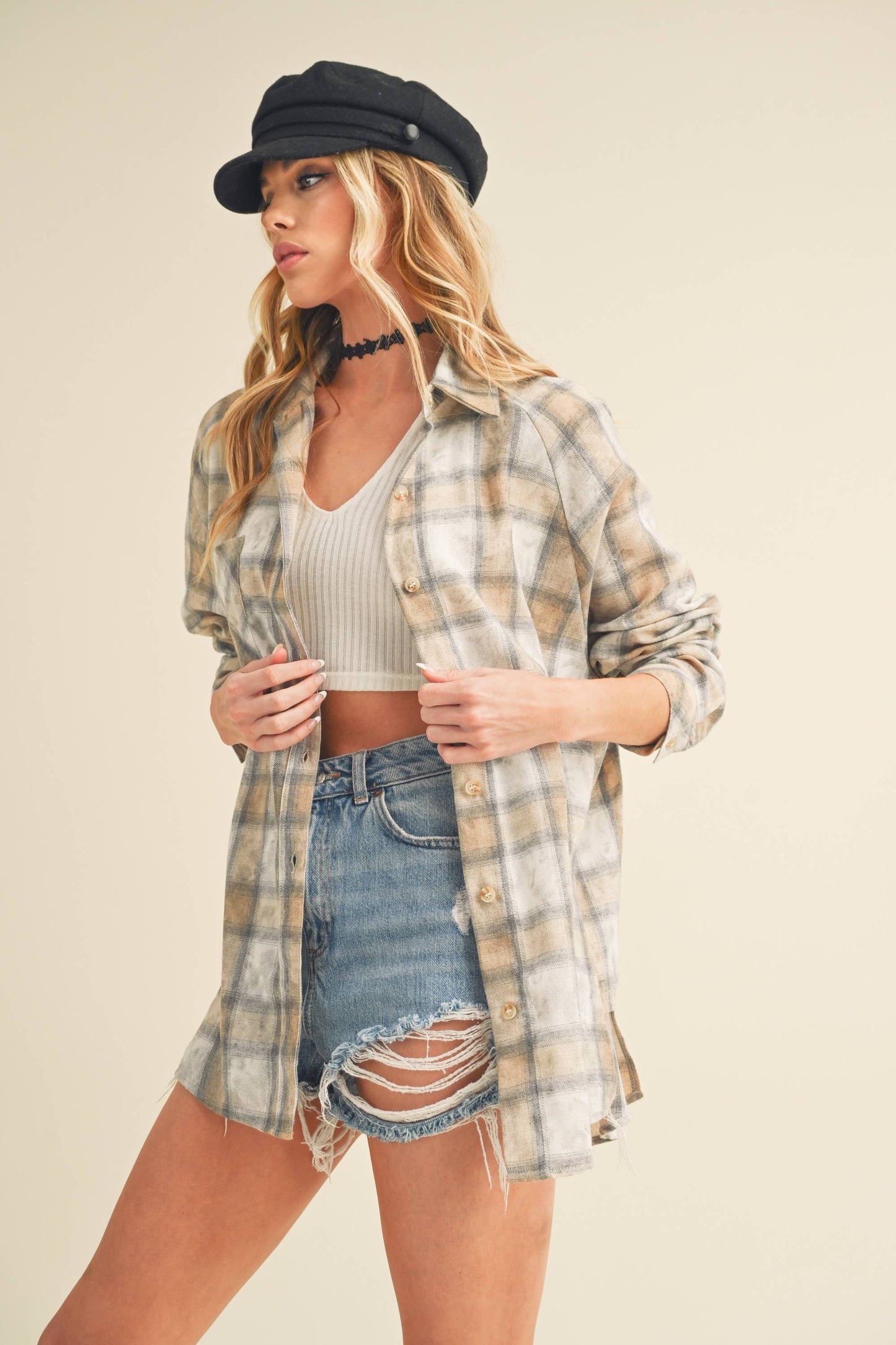 Laura Plaid Washed Flannel Button Up