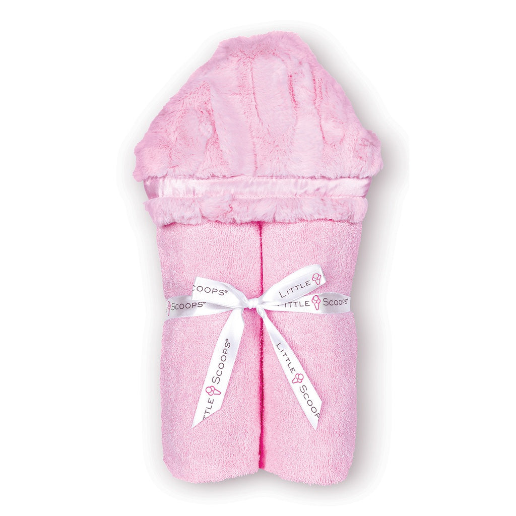 Little Scoops Pink Furry Hooded Baby Towel - Iscream