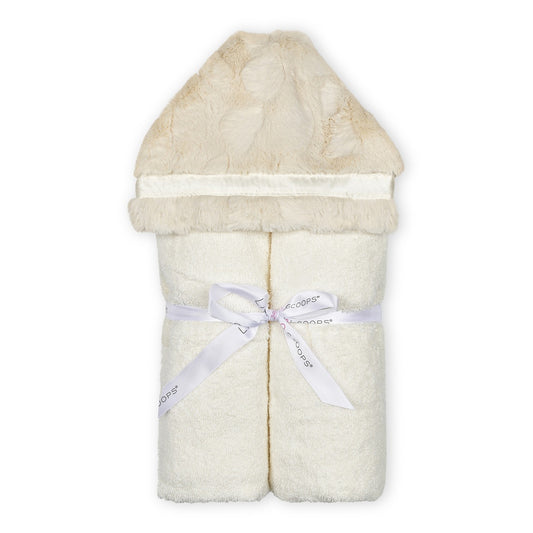 Little Scoops Cream Furry Hooded Baby Towel - Iscream