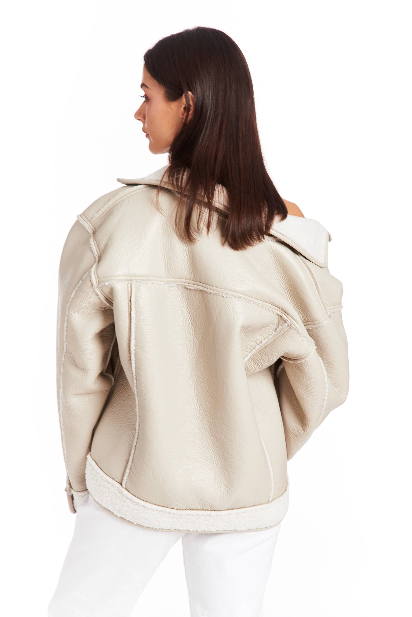 WOMEN-REVERSIBLE SHERPA BUTTON DOWN JACKET