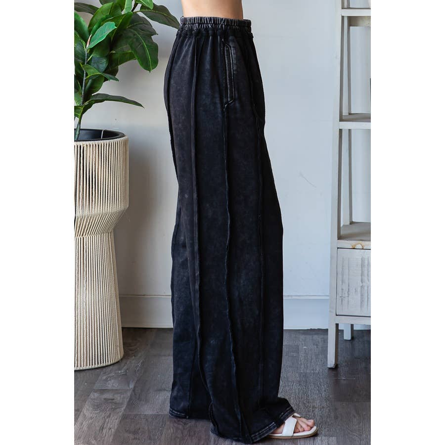 WASHED EXPOSED SEAM DRAWSTRING SWEATPANTS