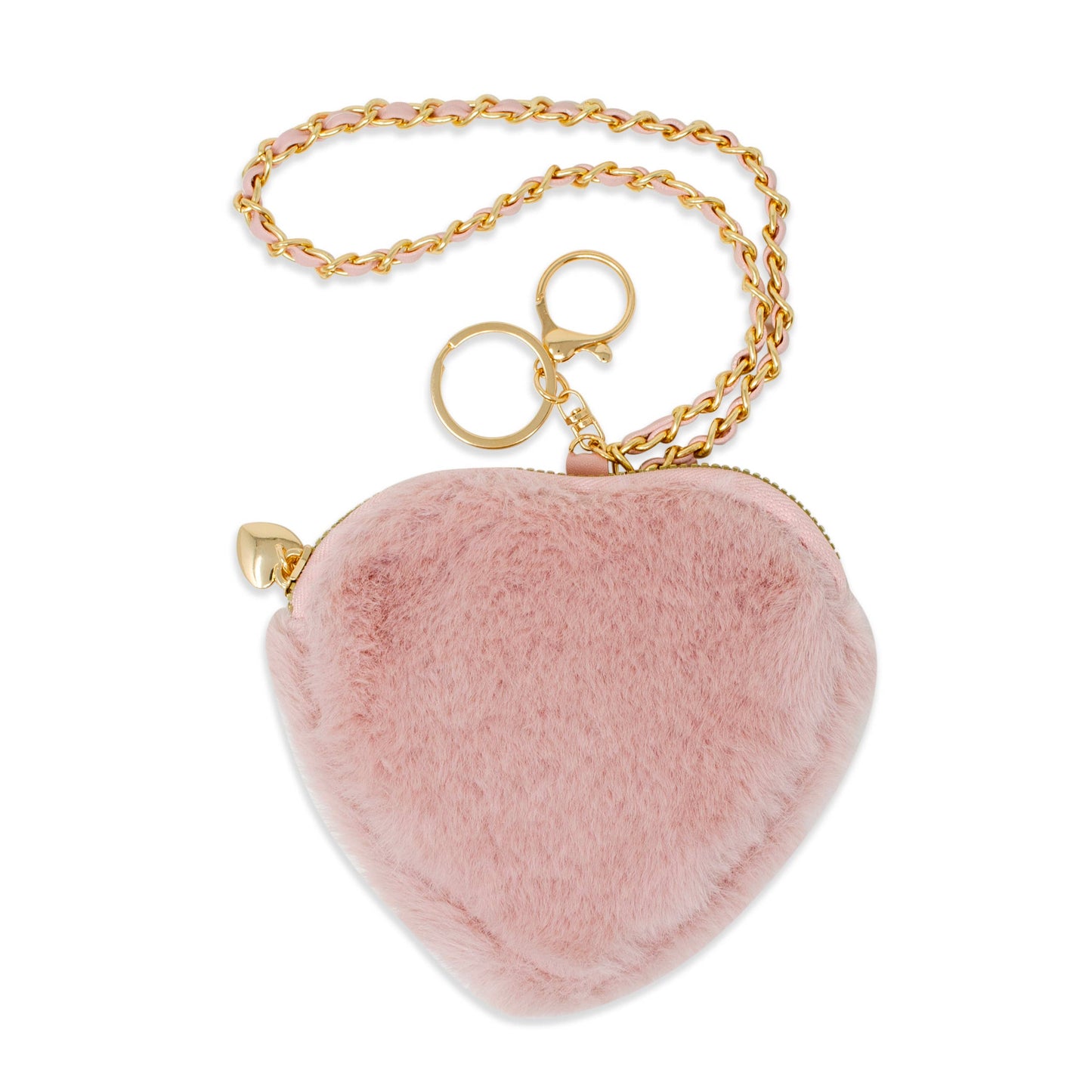Girl's Fuzzy Heart Wristlet Coin Purse