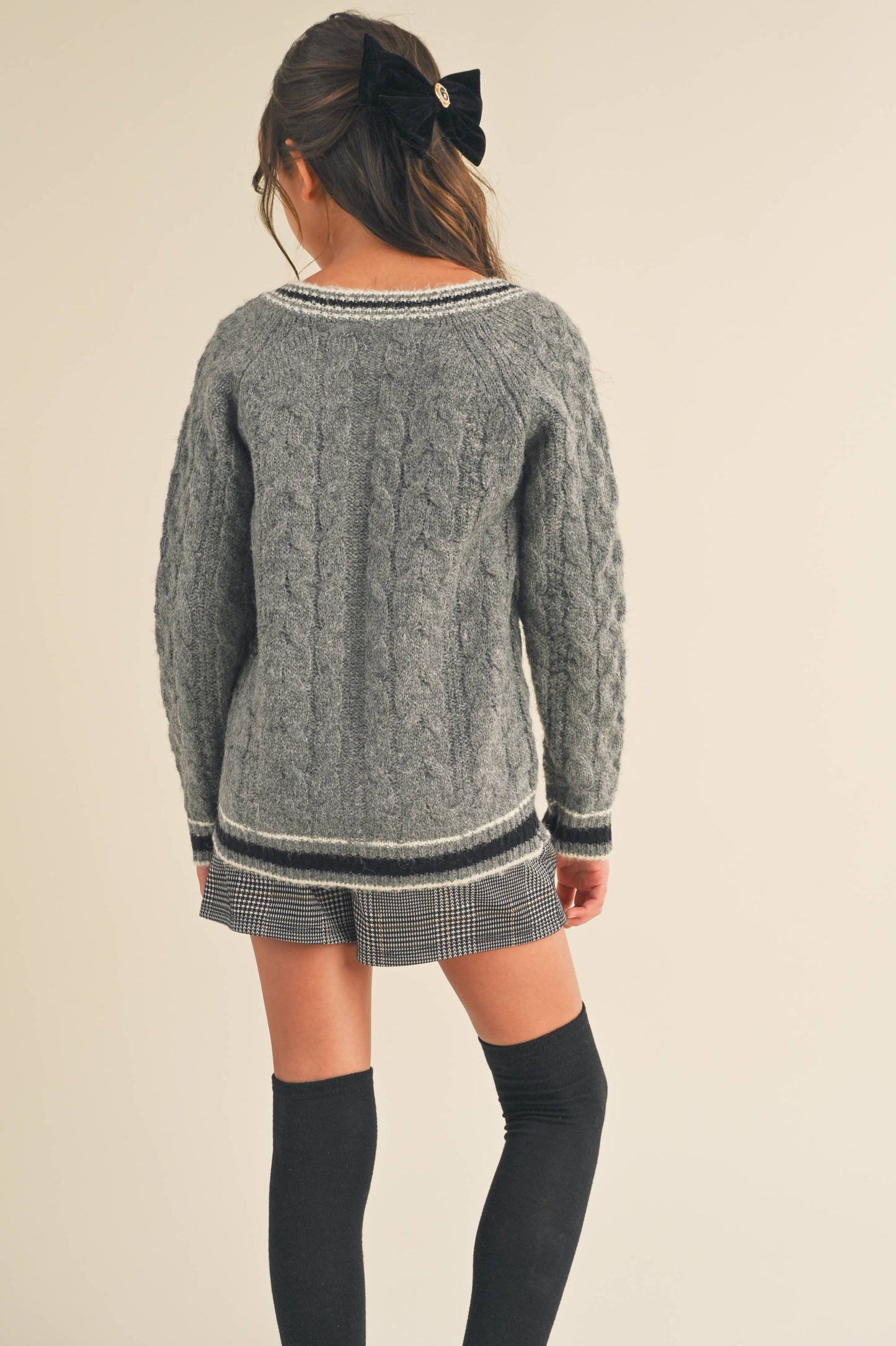 TWEEN KIDS GIRLS Preppy V Neck SWEATER