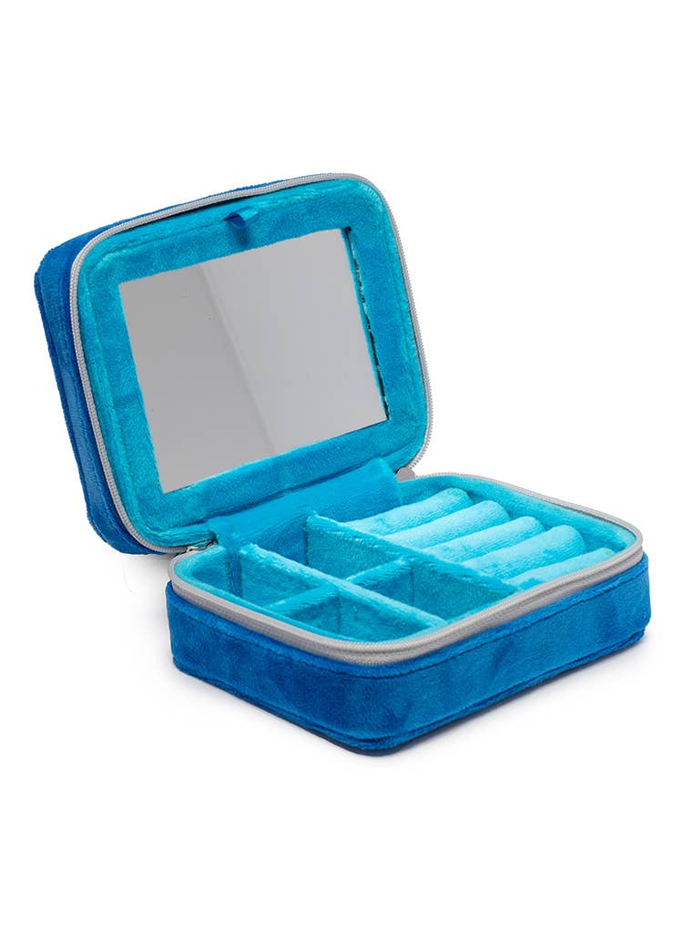 Velvet Jewelry Zip Case / Organizer - Sardine Can - Blue