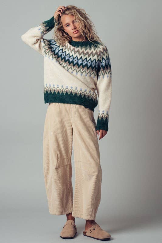 Fair Isle Wool Blend Sweater Top