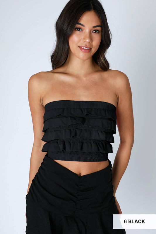 Layered Ruffle Tube Top - Nikibiki