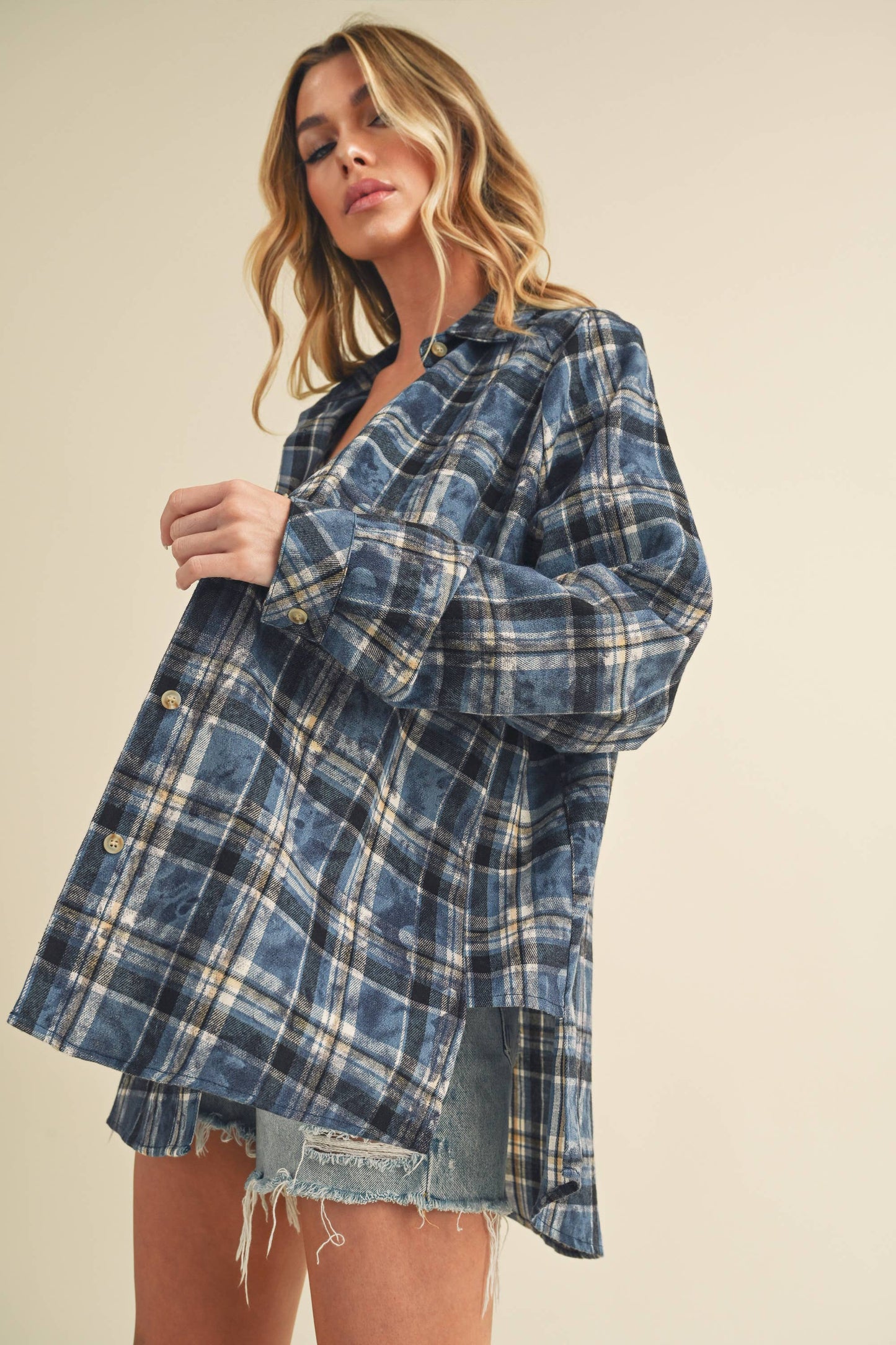 Laura Plaid Washed Flannel Button Up