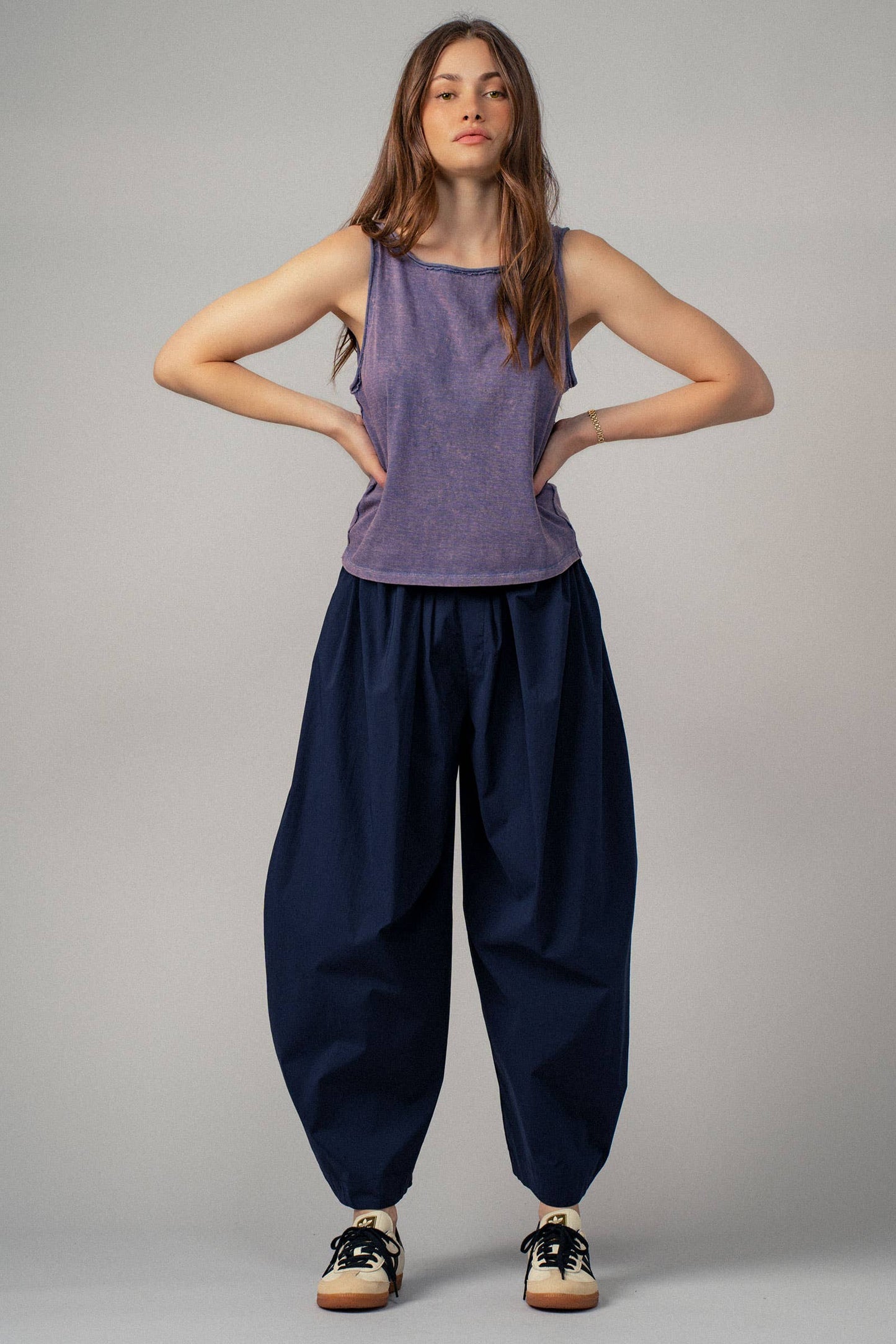 Contrast Waist Cocoon Leg Pants