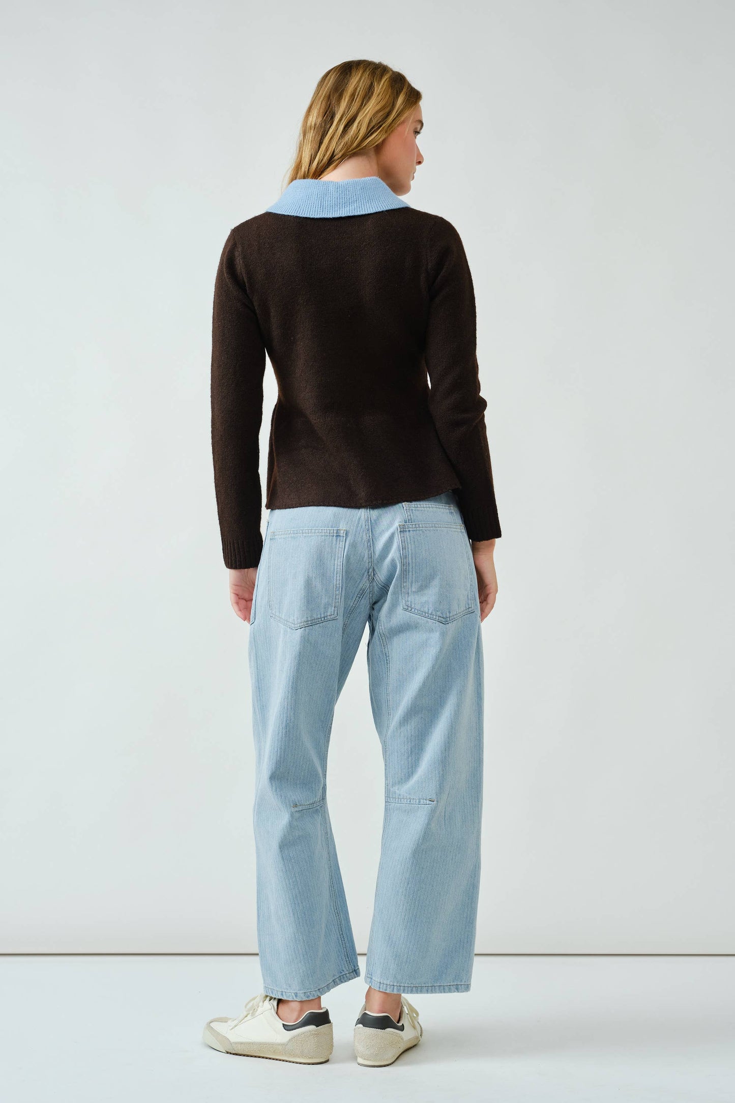 BARREL DENIM PANTS WITH EYELET WAIST