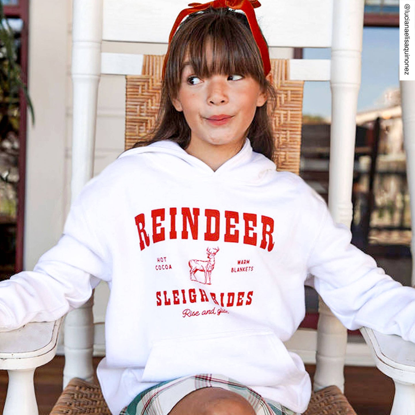 Kids Christmas White Reindeer Sweatshirt-Girls, Boys