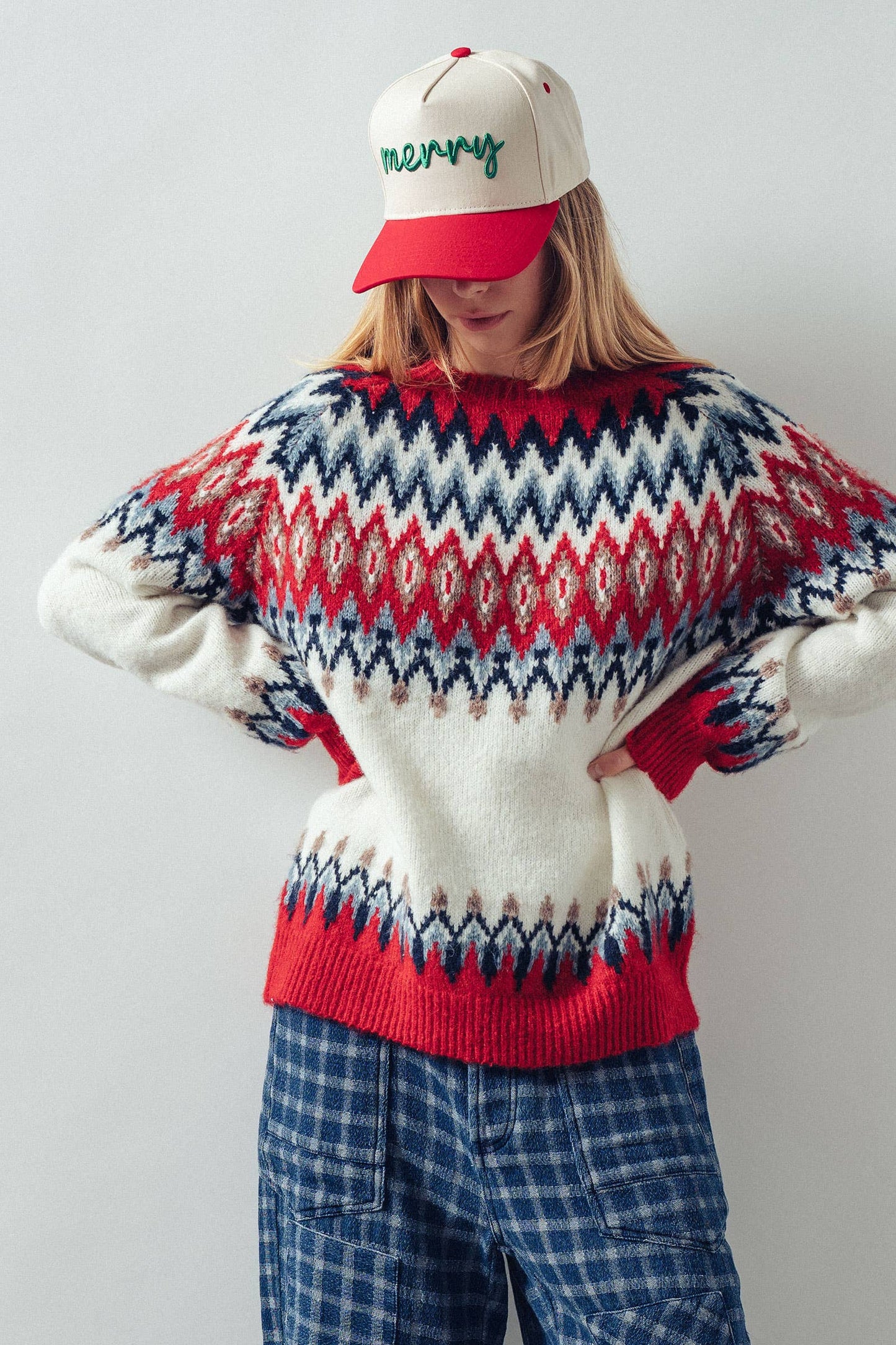 Fair Isle Wool Blend Sweater Top
