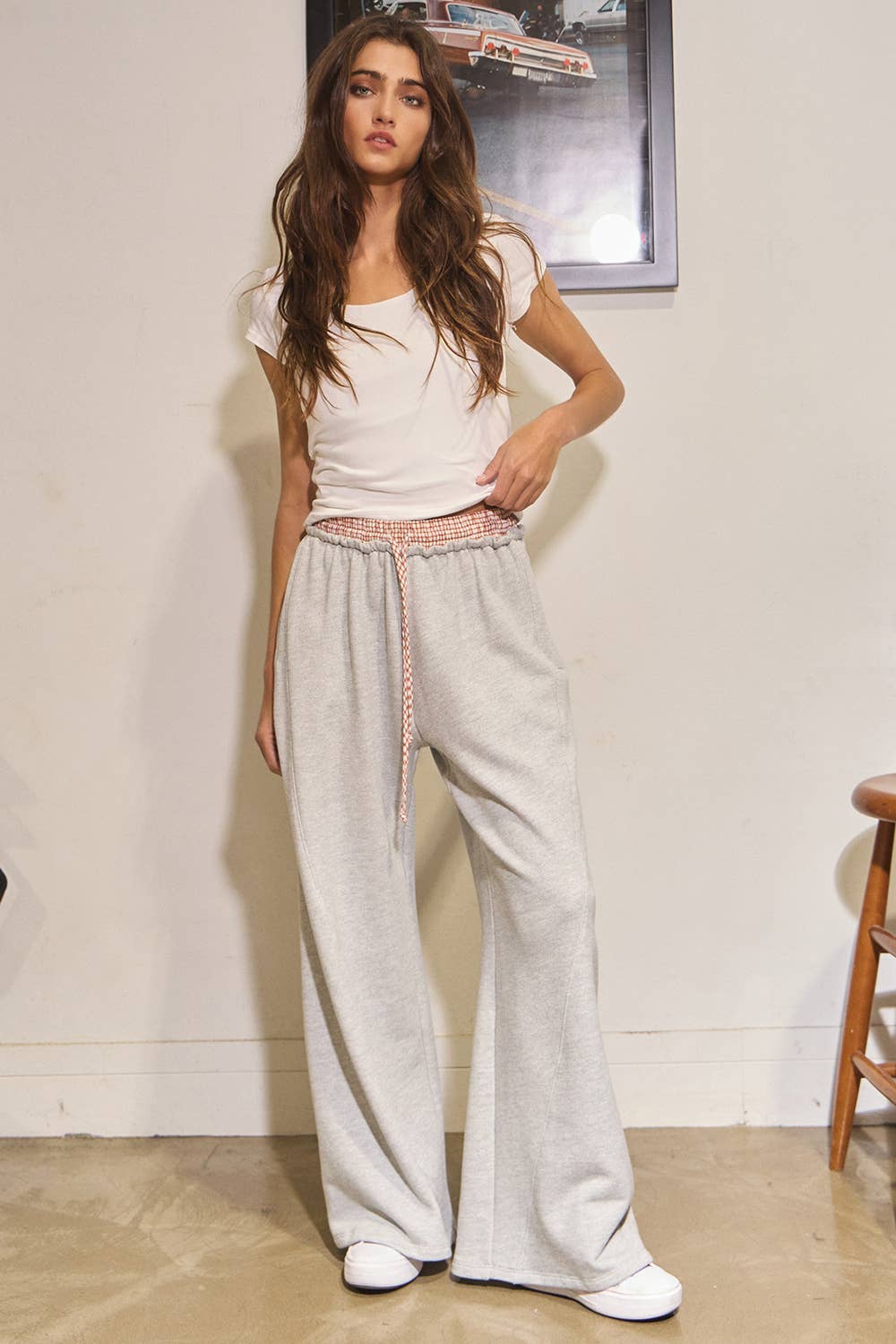 Check Contrast Waist Band Terry Boxer Sweatpants