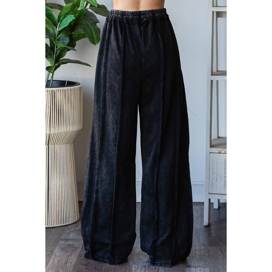 WASHED EXPOSED SEAM DRAWSTRING SWEATPANTS