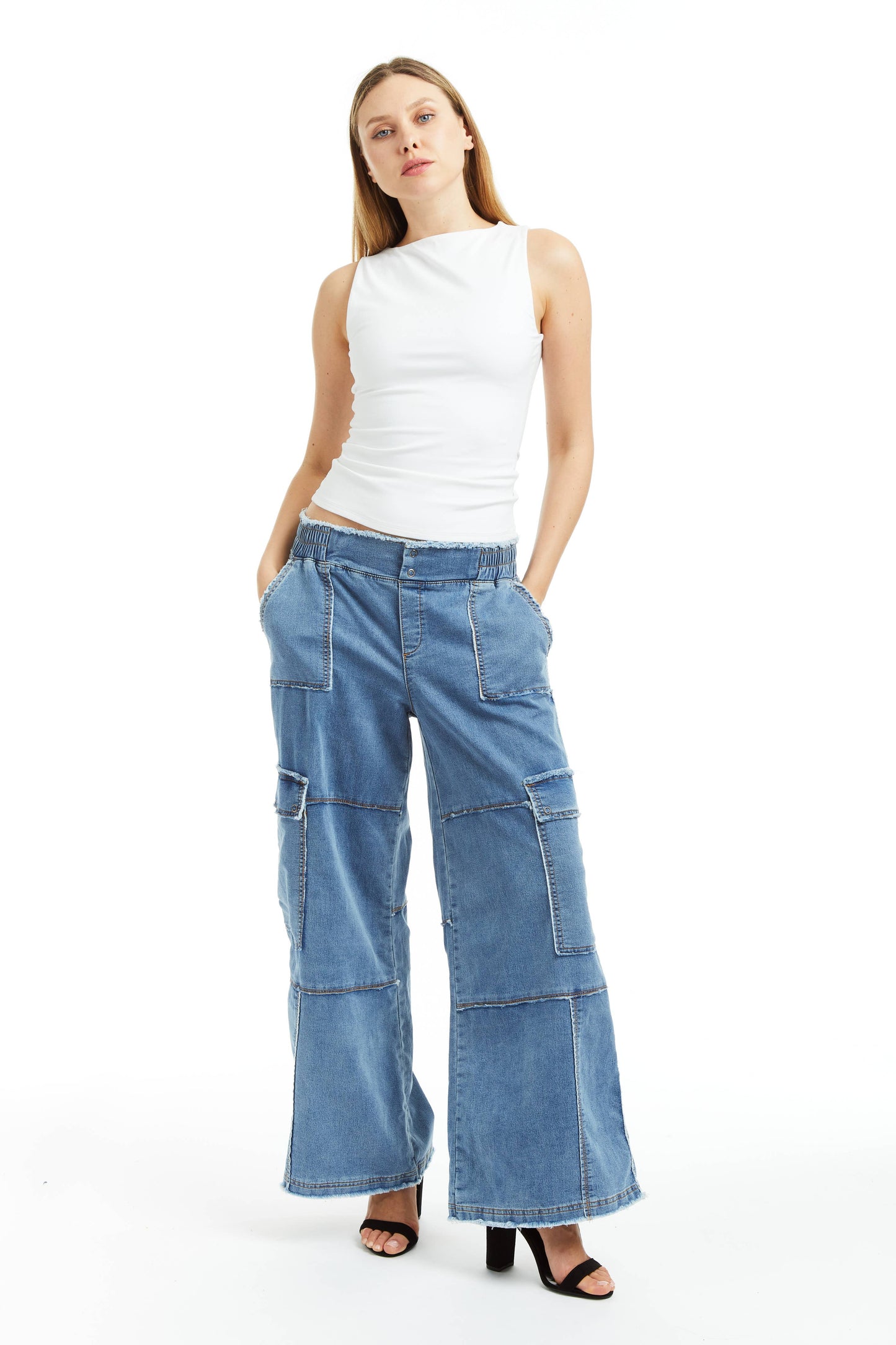 WOMEN- MID RISE CARGO LOUNGE PANT /93010-1-GBQA