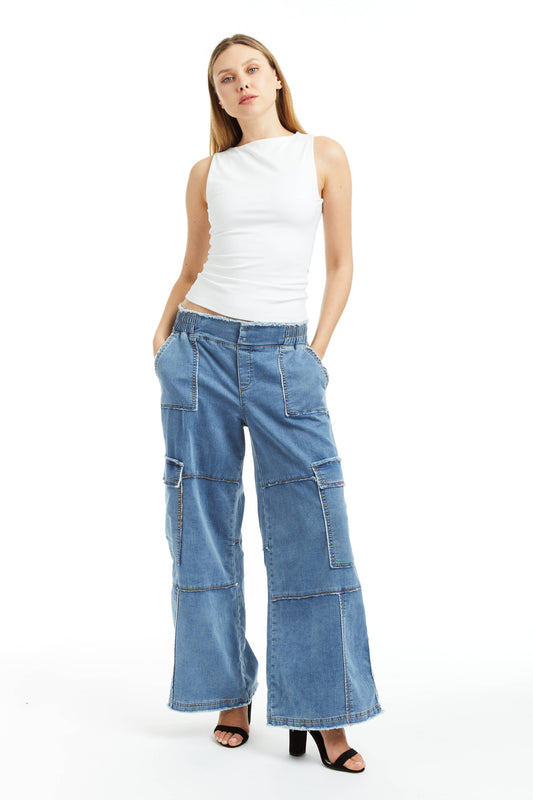WOMEN- MID RISE CARGO LOUNGE PANT /93010-1-GBQA