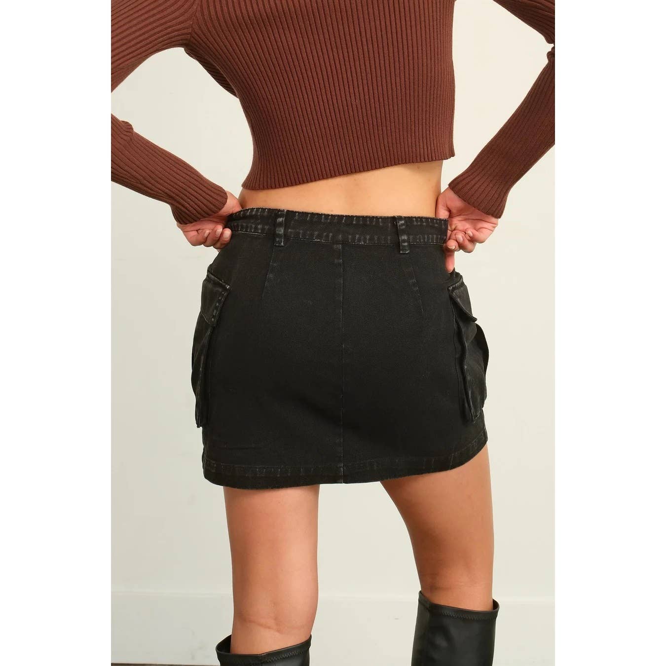 MINERAL WASHED CARGO MINI SKIRT