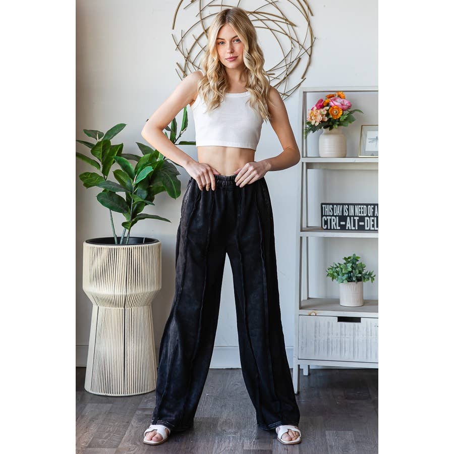 WASHED EXPOSED SEAM DRAWSTRING SWEATPANTS