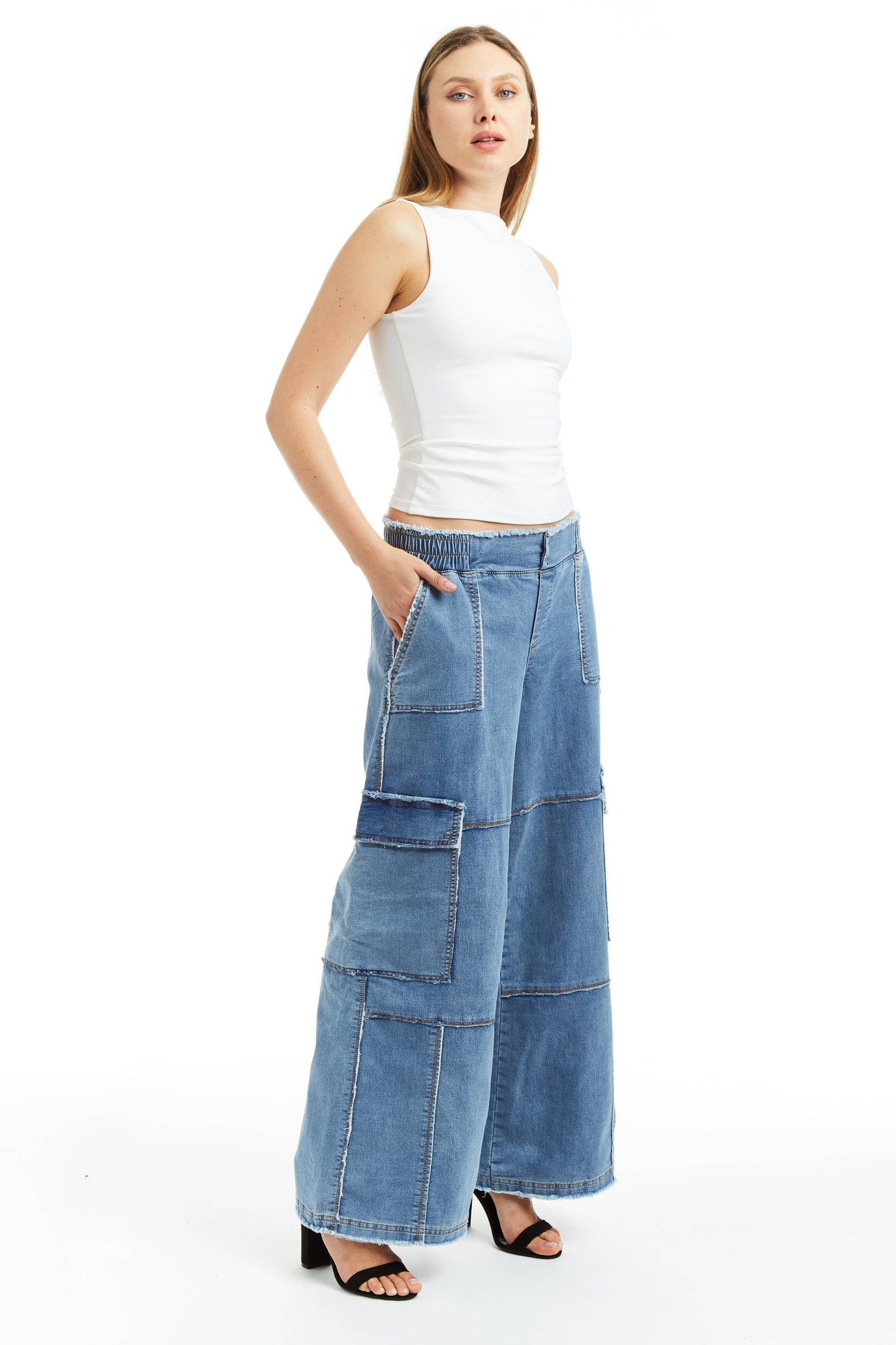 WOMEN- MID RISE CARGO LOUNGE PANT /93010-1-GBQA