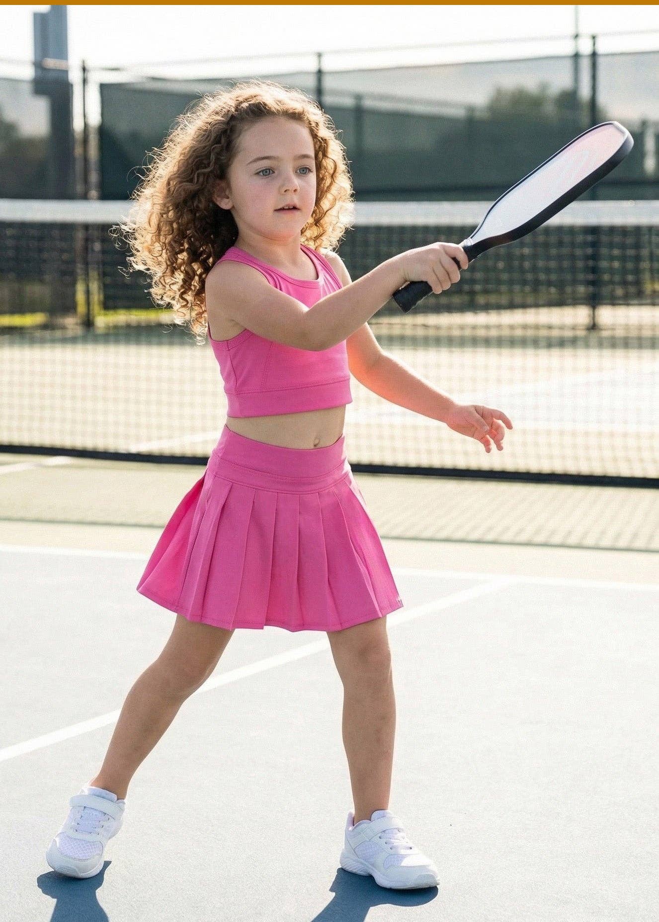 Girls Bright Pink Athletic Pleated Skirt Active Sport Set