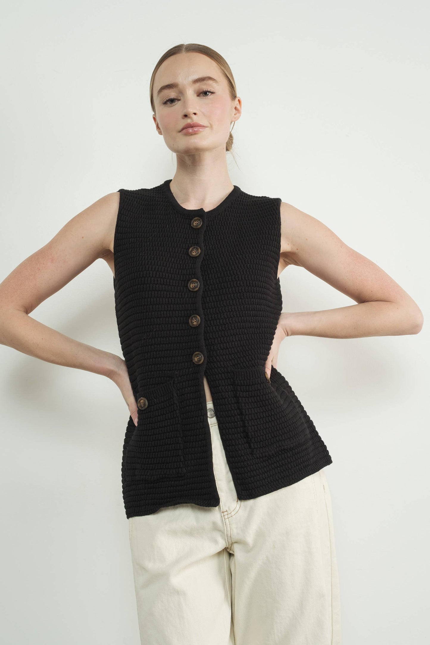 SWEATER BUTTON DOWN VEST