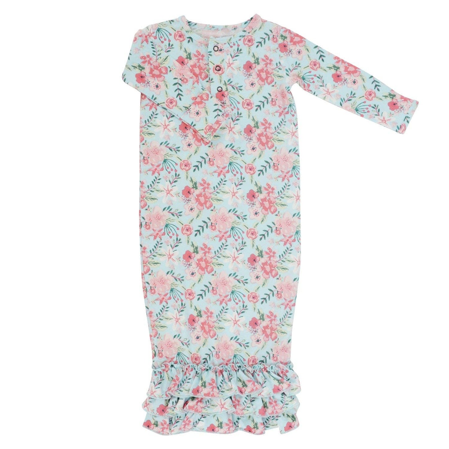 Ruffle Gown Aqua Watercolor Floral