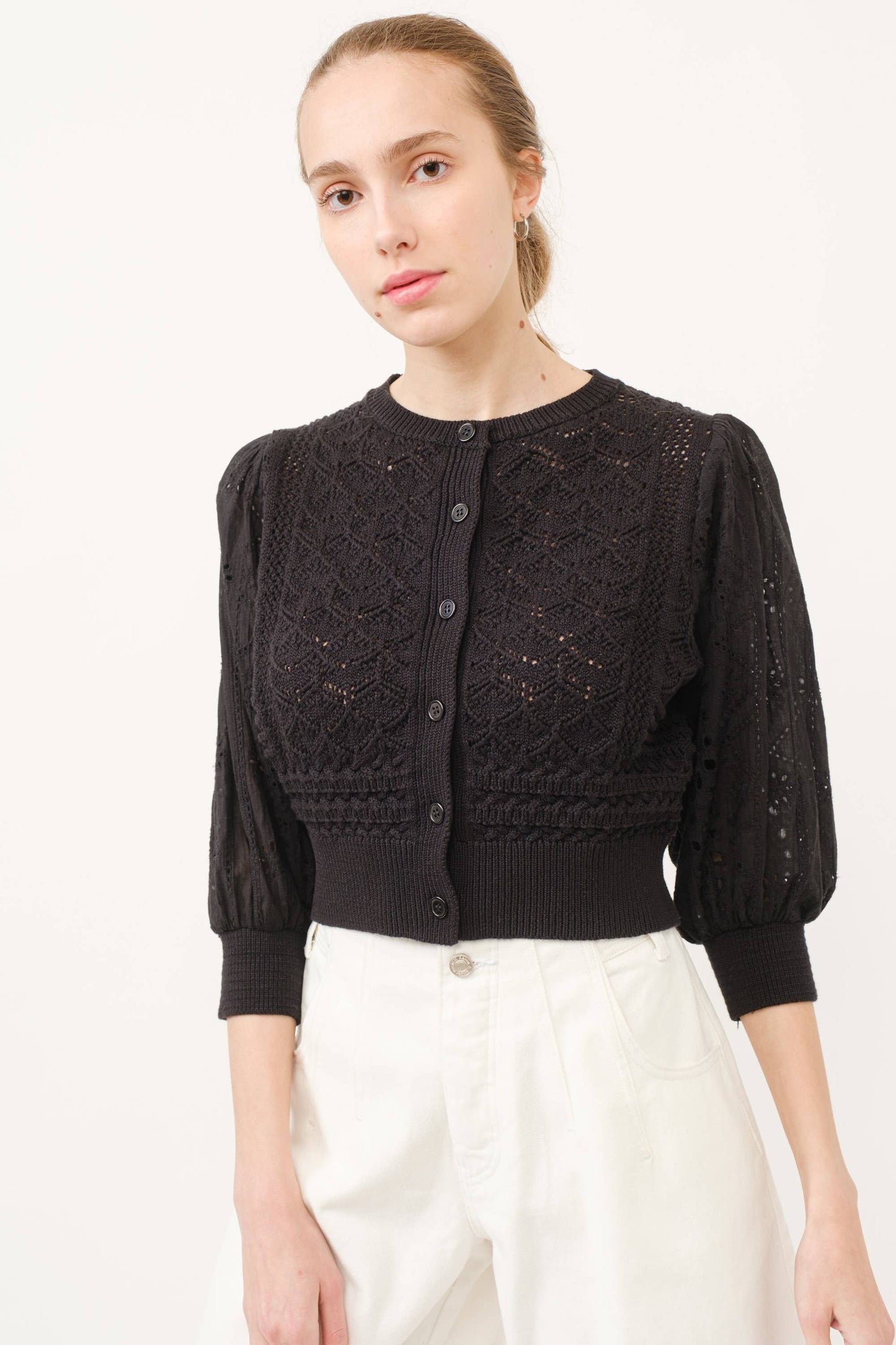 HENDRY 3/4 SLEEVES SEE THROUGH CARDIGAN