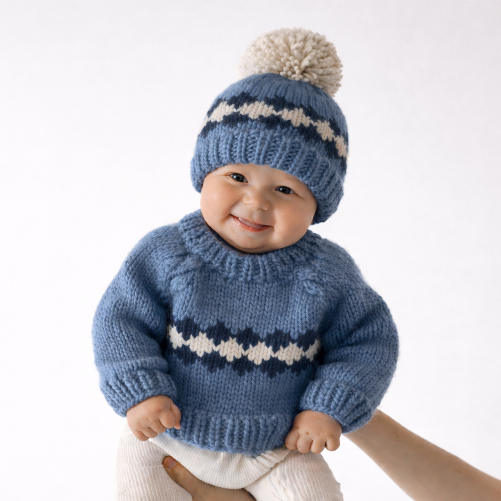 Geo Slate Blue Beanie Hat for Baby & Kids