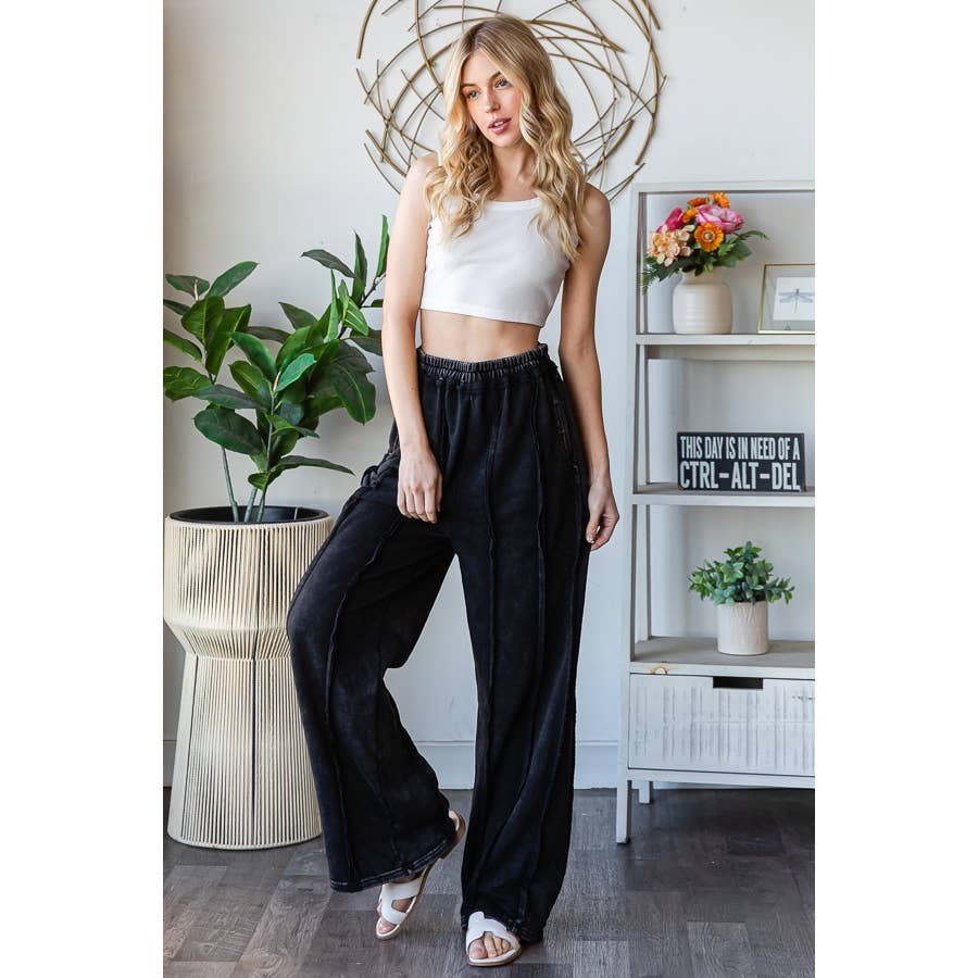 WASHED EXPOSED SEAM DRAWSTRING SWEATPANTS