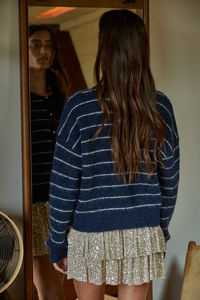 Woven Polyester Spandex Sequin Tiered Mini Skirt