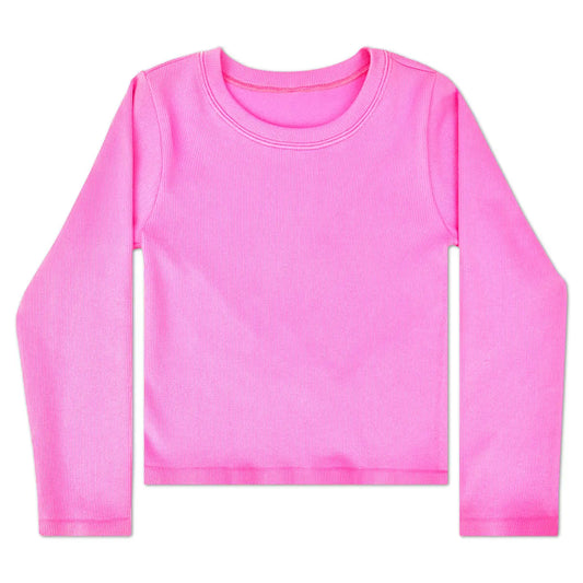 Pretty Pink Ribbed Long Sleeve Shirt - Iscream