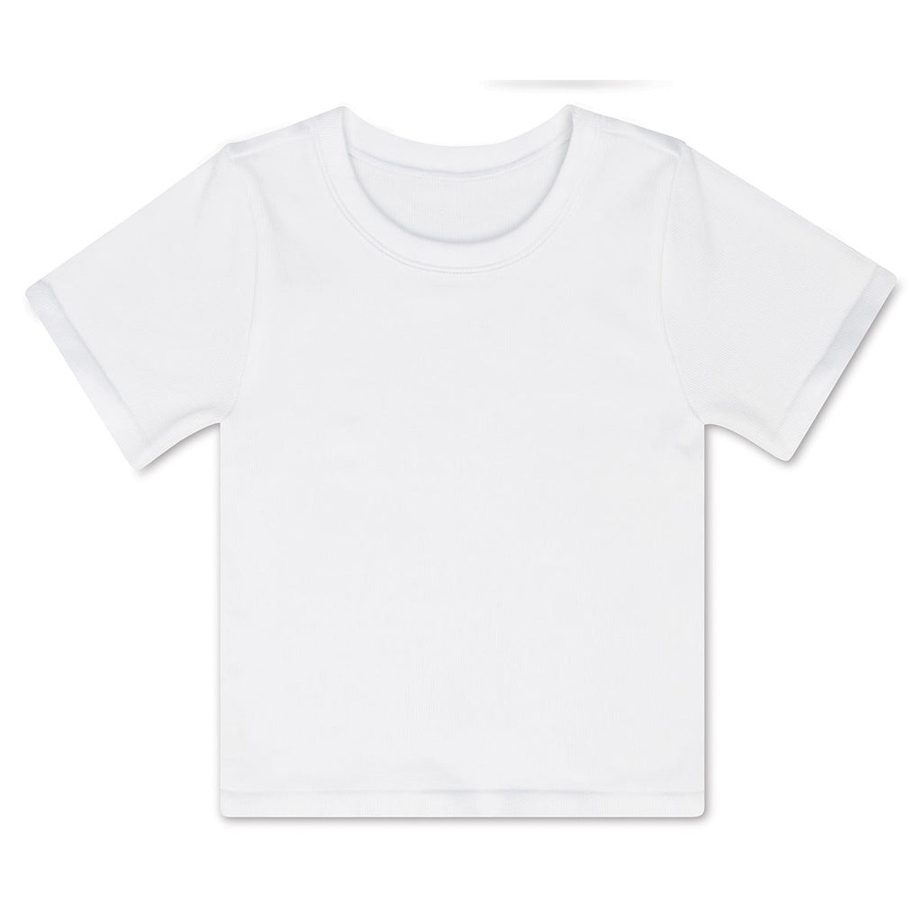 White Ribbed Short Sleeve Shirt - Iscream