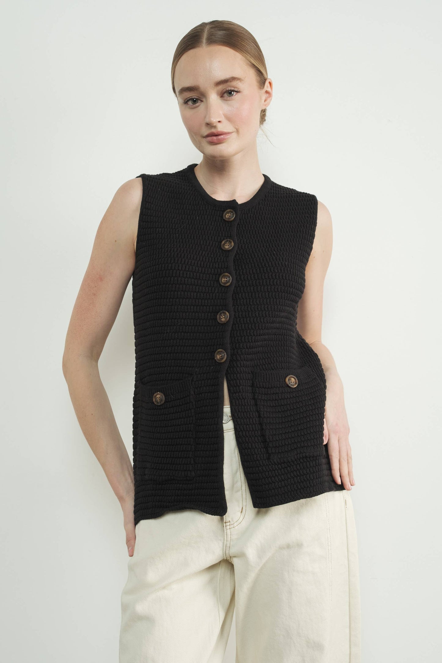 SWEATER BUTTON DOWN VEST