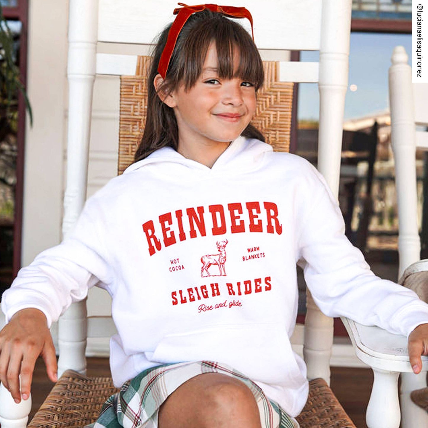 Kids Christmas White Reindeer Sweatshirt-Girls, Boys