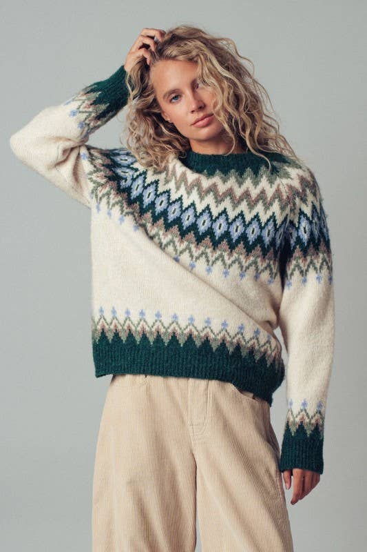 Fair Isle Wool Blend Sweater Top