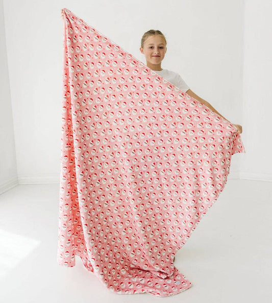 Plush Blanket-Vintage Santa Pink