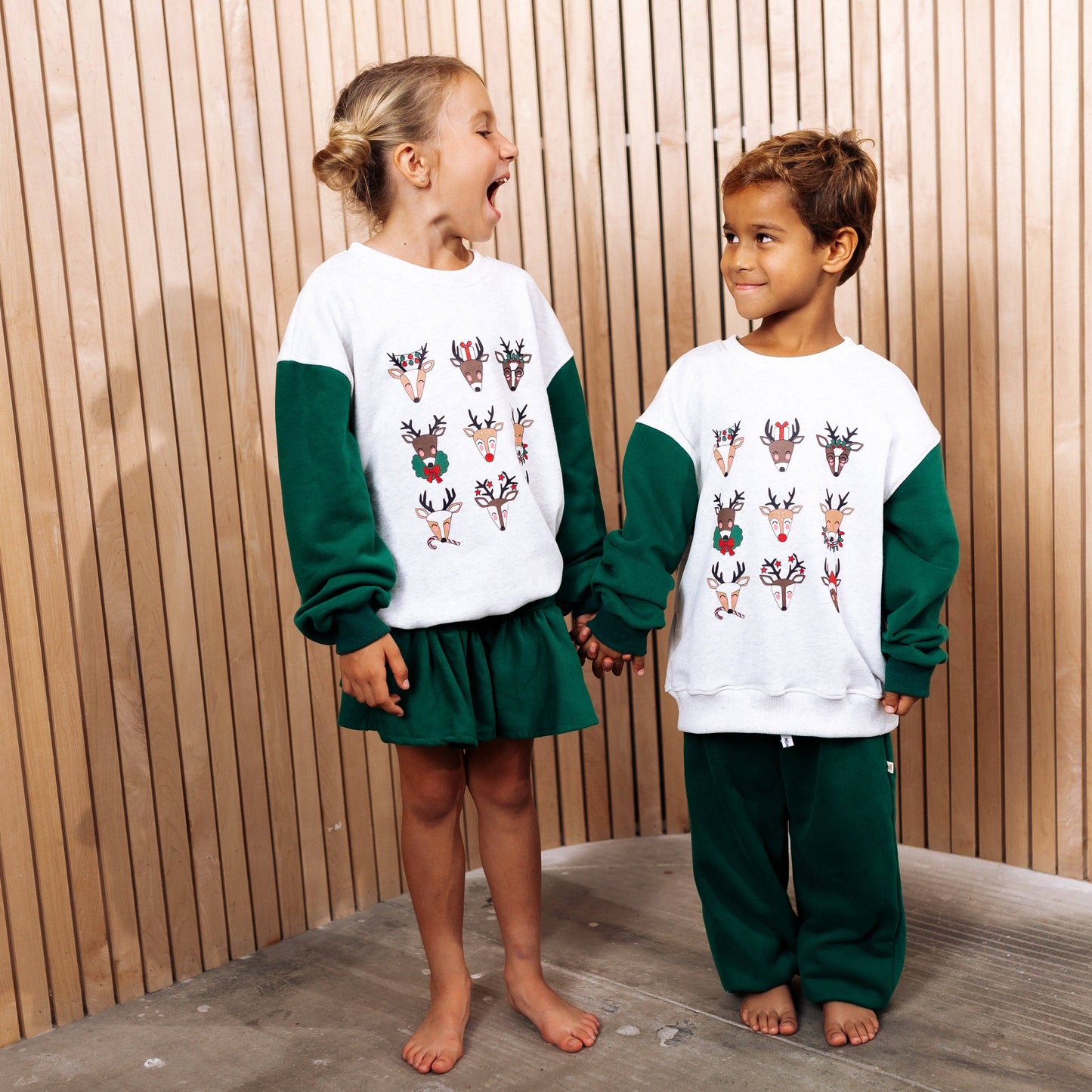 REINDEERS | printed front & back | colorblock oversized drop shoulder pullover | KIDS