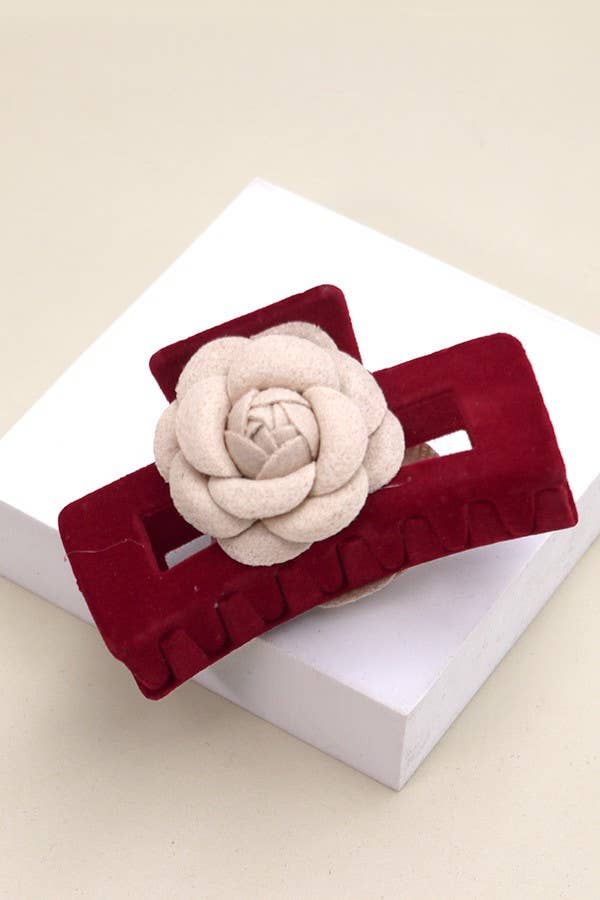 VELVET ROSE RECTANGLE HAIR CLAW CLIPS