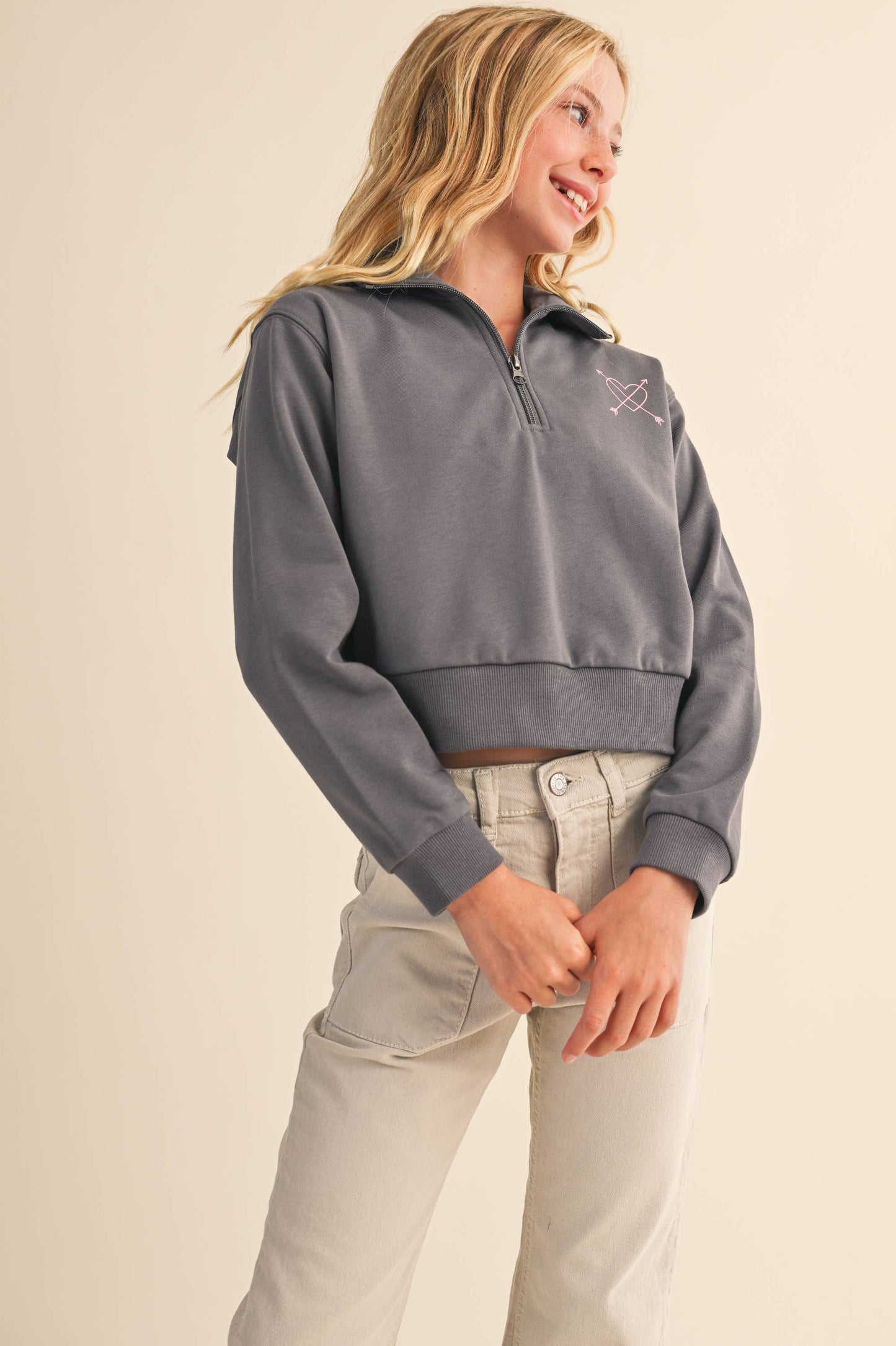 TWEEN KIDS GIRLS HALF ZIP SWEATSHIRT (7-14)