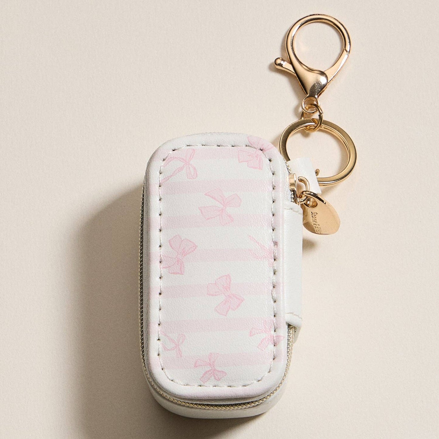 Mini Jewelry Travel Case with Keychain – Pink Bow Design