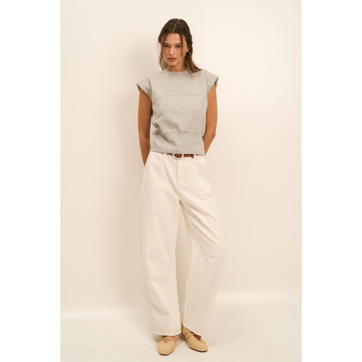 Back Buckle Sleeveless Knit Top