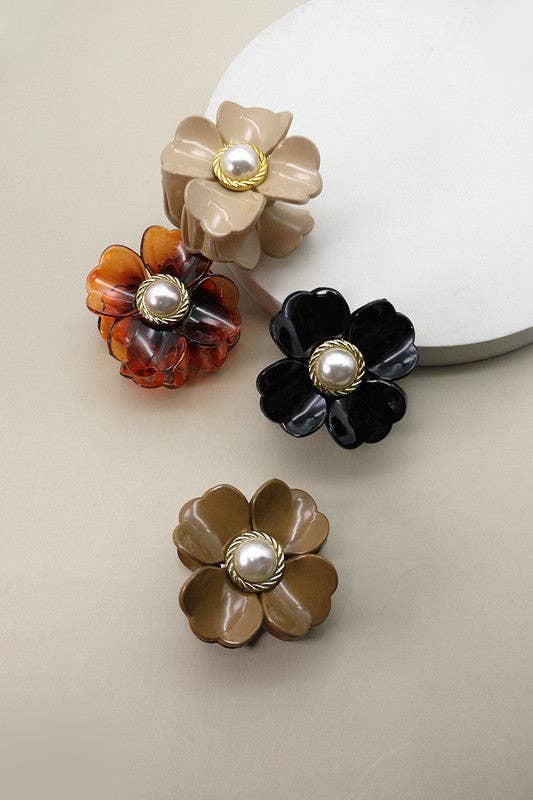 PEARL FLOWER HAIR CLAW CLIPS | 40H496