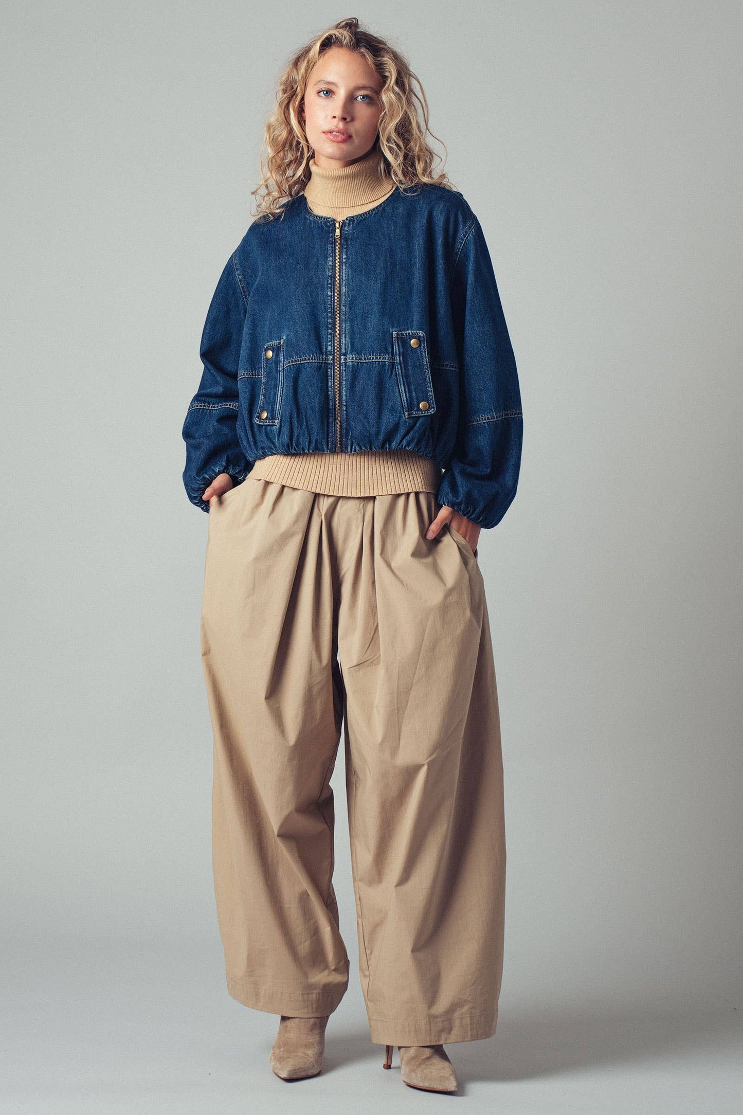 Contrast Waist Cocoon Leg Pants