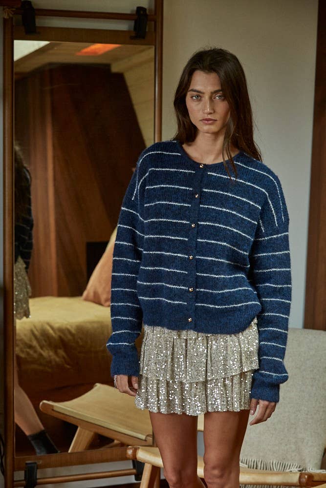 Woven Polyester Spandex Sequin Tiered Mini Skirt