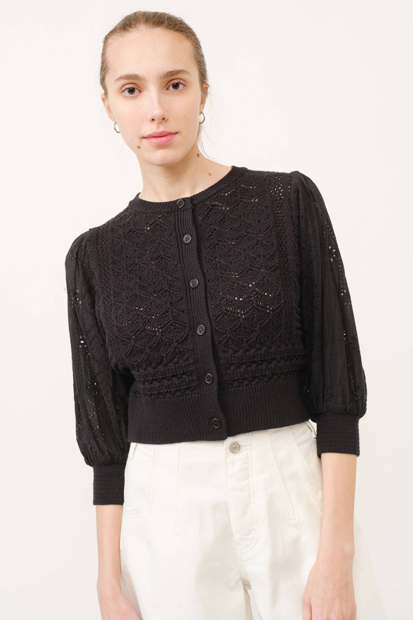 HENDRY 3/4 SLEEVES SEE THROUGH CARDIGAN