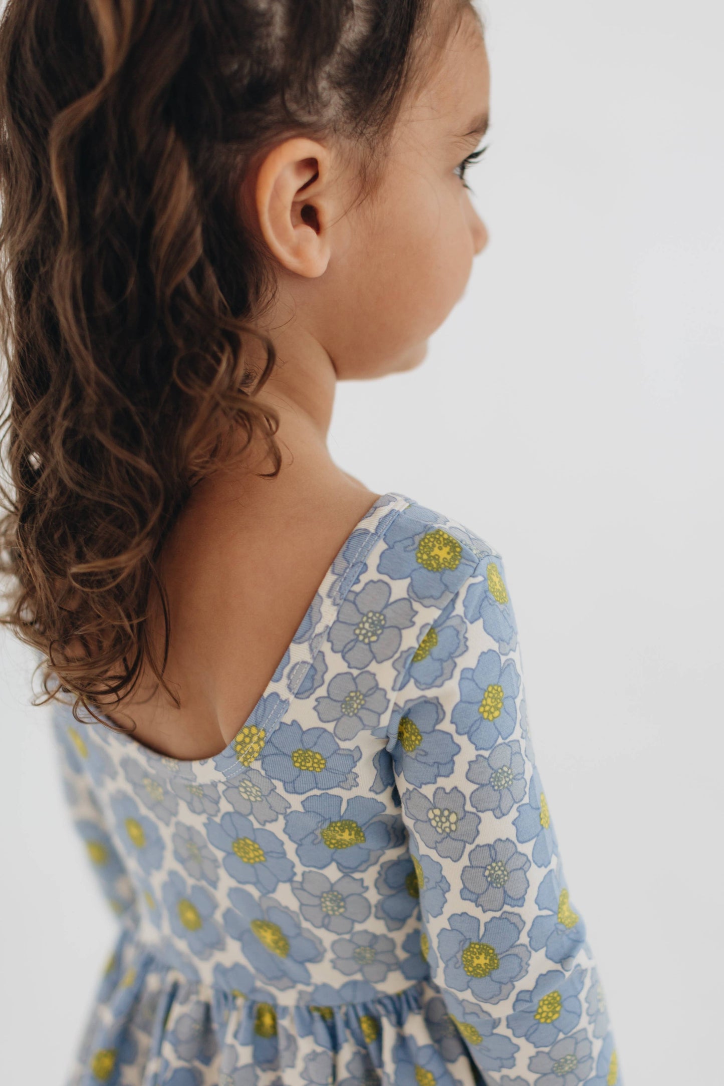 Good Apples - 3/4 Sleeve Twirl Dress in Periwinkle Meadow