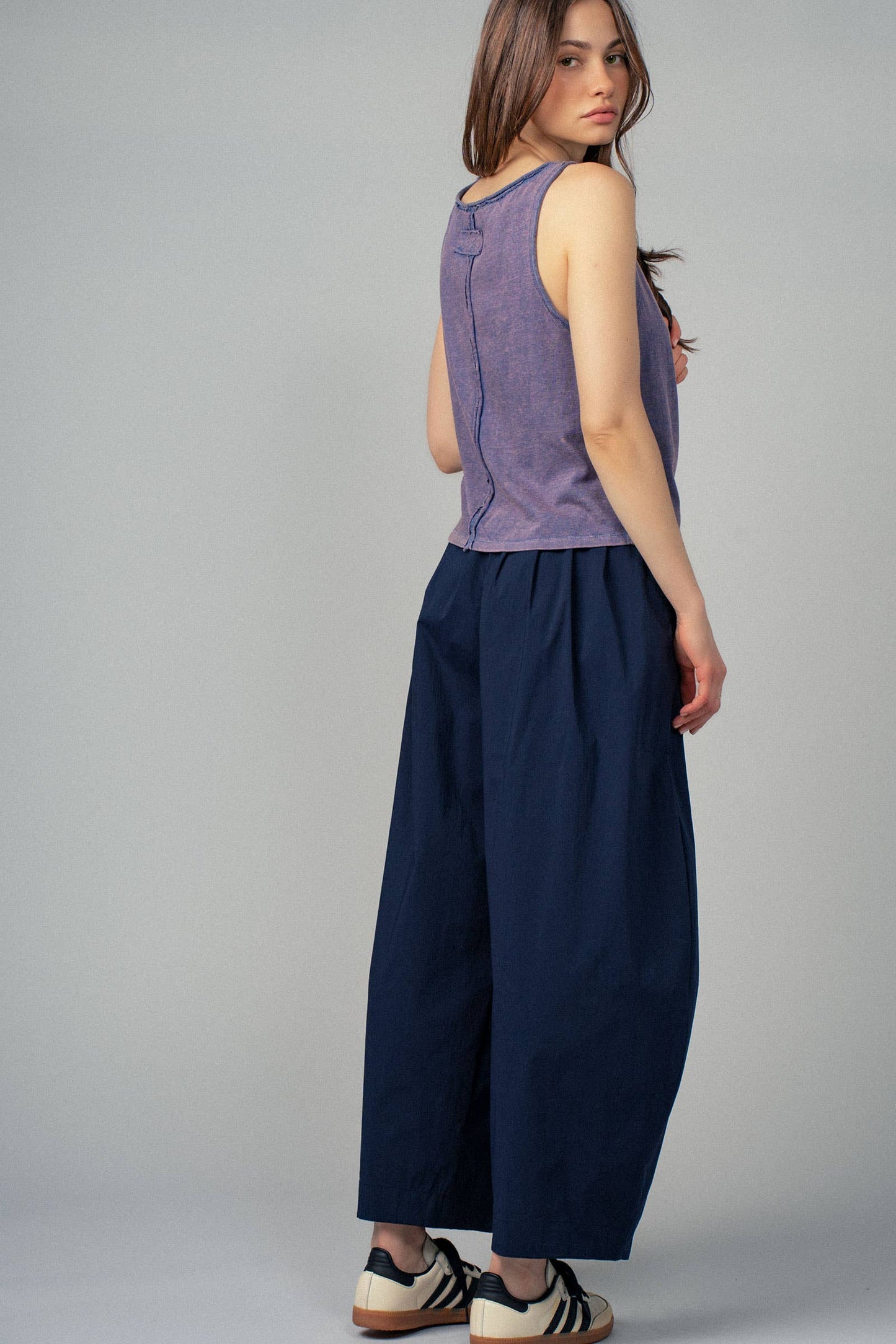 Contrast Waist Cocoon Leg Pants