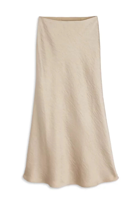 Anastasia Satin Maxi Skirt in Silver - KatieJ NYC