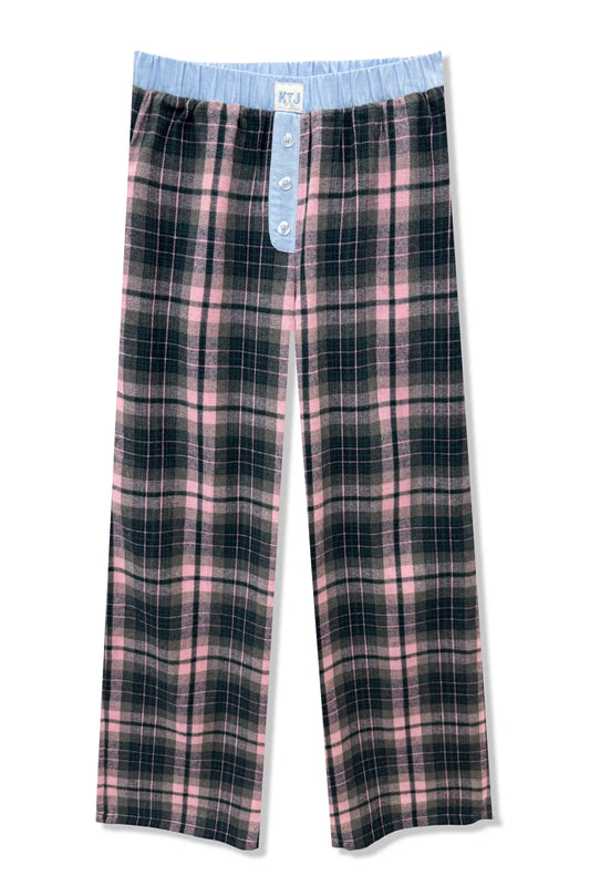 Bree Plaid Lounge Pant in Pink/Neutral - KatieJNYC