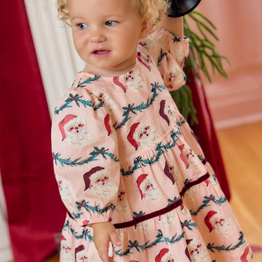 Baby Maribelle Dress Set Santa Garland | Pink Chicken