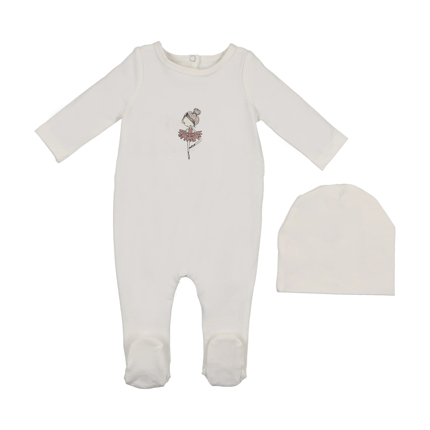 Ballerina Printed Footie in off white - Maniere